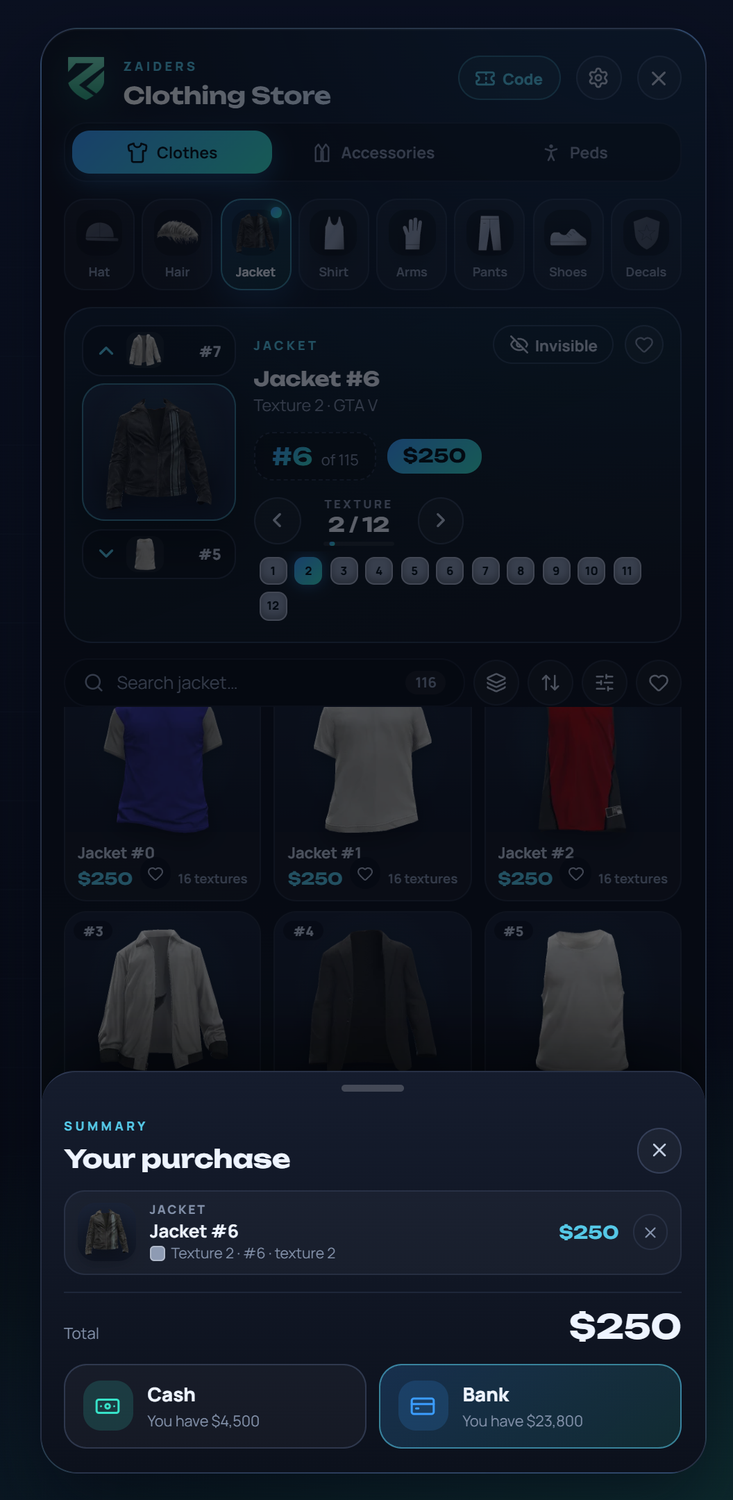 The purchase sheet: the changes, the total, cash or bank