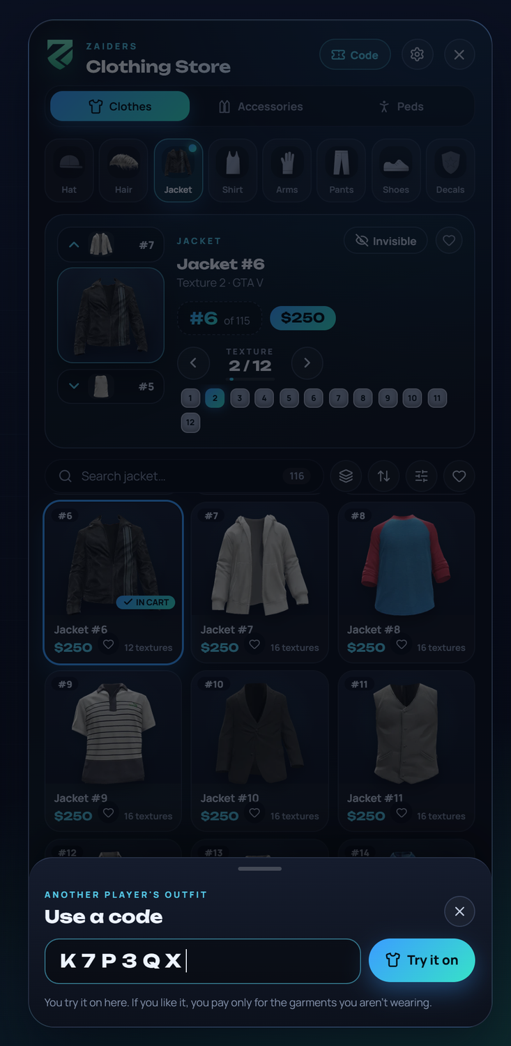 The sheet to use an outfit code