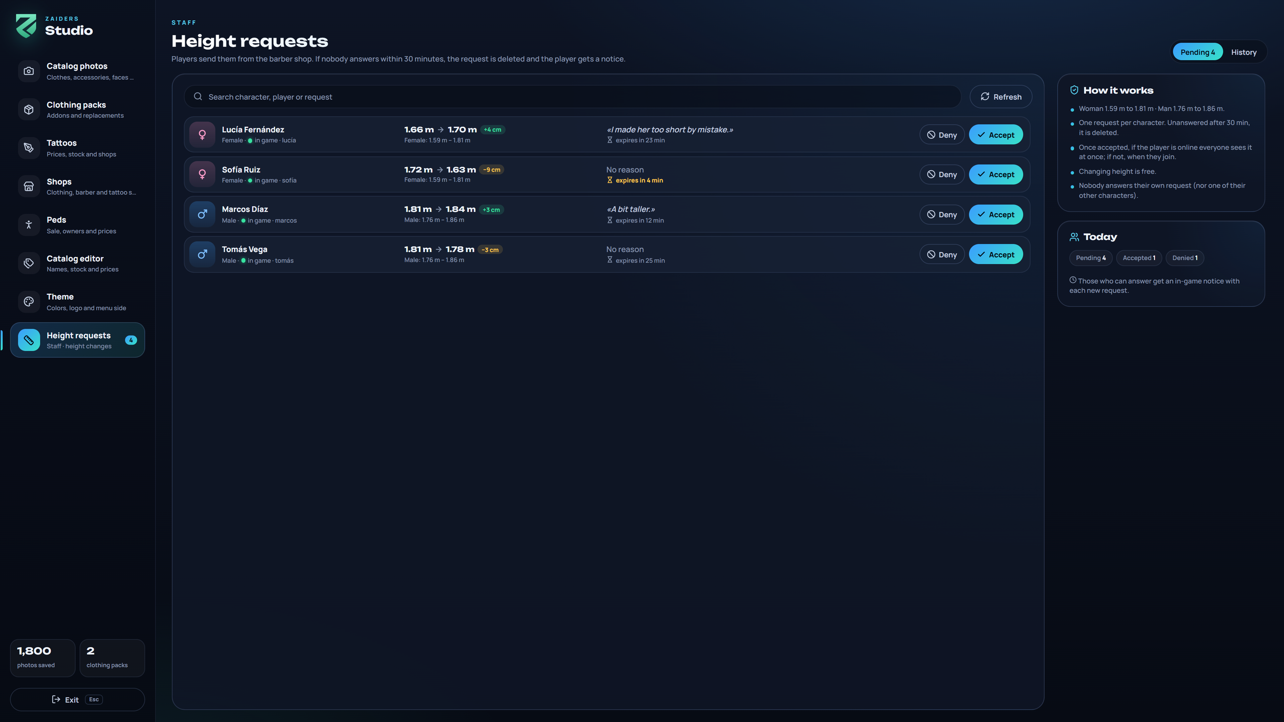 Height requests: the pending requests with Accept and Deny, How it works and Today