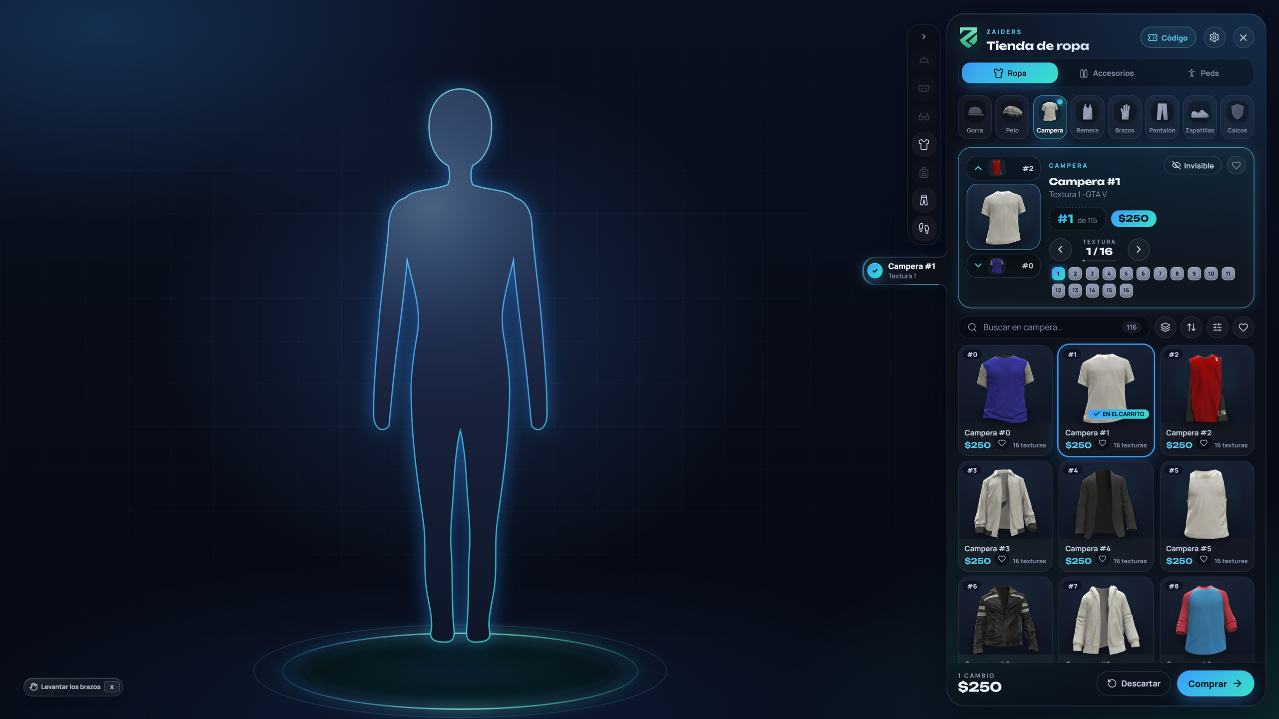 La tienda de ropa de ZAIDERS Appearance en el juego